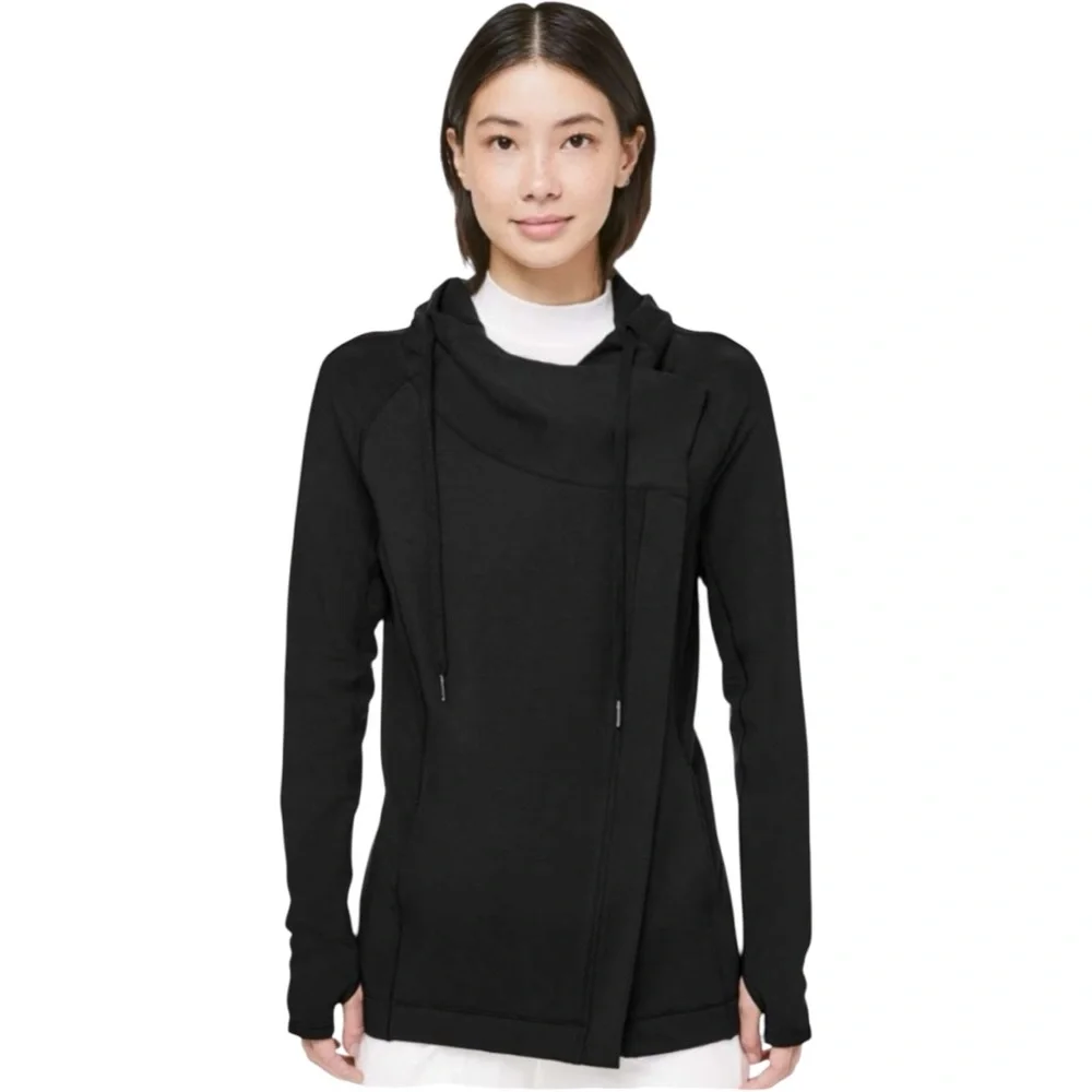 Lululemon Coast Easy Wrap Jacket Black Modal French Terry Size 6